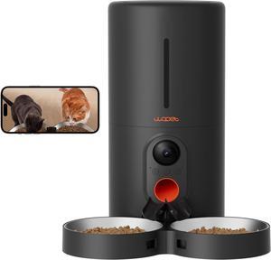 Automatic Cat Feeder with Camera for Two Cats, 1080p HD Automatic Dog Feeder, 5G WiFi Pet Feeder with Night Vision for Cat & Dog, SD Card Storage & 2-Way Audio