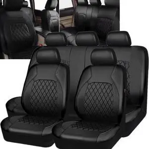 For Toyota Auto Car Seat Cover Full Set Leather 5-Seat Front Rear Protector Black