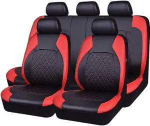 For Toyota Auto Car Seat Cover Full Set Leather 5-Seat Front Rear Protector Red