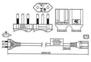 SMC CBL-PWCD-0205-IS Brazil Power Cord Connector NBR14136 To IEC60320 C13 1.8M