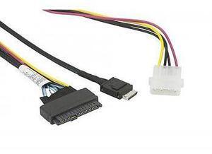 SMC CBL-SAST-1011 Cable Connector: OCuLink SFF-8611 (X4) To SFF-8639 U.2 With 4 Pin Power Cable, Data Rate: 12 Gb/S, 34AWG, 75cm