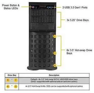 SYS-740A-T Workstation DP 4U Barebone Dual Xeon Scalable Processors 3rd Generation