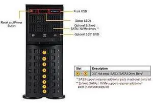 SYS-740P-TR Mainstream Tower/4U Dual Xeon Scalable Processor Up To 4TB DRAM SATA, NVMe Dual 1GbE