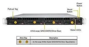 SYS-510P-WTR UP 1U Barebone Single Xeon Scalable Processor Up To 2TB DRAM SATA3, NVMe Dual 10GbE