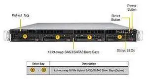 SYS-510P-WT UP 1U Barebone Single Xeon Scalable Processor Up To 2TB DRAM NVMe, SAS, SATA3 Dual 10GbE