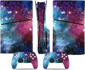 Full Body Vinyl Skin Stickers Decal Cover for PS5 Slim Disc Edition Console and Controllers - Blue Galaxy
