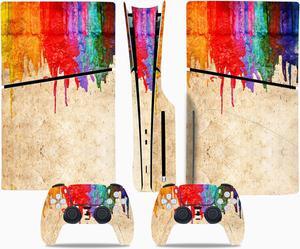 Full Body Vinyl Skin Stickers Decal Cover for PS5 Slim Disc Edition Console and Controllers - Paint