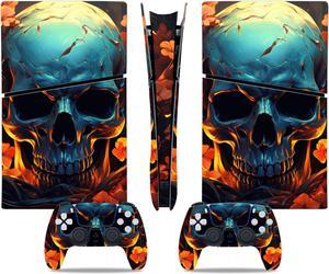 Full Body Vinyl Skin Stickers Decal Cover for PS5 Slim Digital Edition Console and Controllers - Horror Skeleton