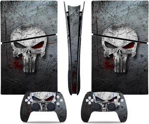 Full Body Vinyl Skin Stickers Decal Cover for PS5 Slim Digital Edition Console and Controllers - Metal Skull