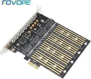 M.2 PCIE Adapter 4 Port M.2 NVME B Key NGFF SATA SSD to PCIe Adapter PCI Express X1 PCI-E M.2 Expansion Card Riser For Mining