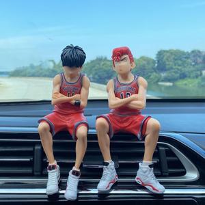14cm Anime Slam Dunk Figure For Car Ornaments Rukawa Kaede Basketball Action Figure PVC Car Accessories Model Doll Toys(heishe daiqiu)