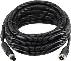 4 Pin Aviation Cable with Corrugation Tube Cover, 4 Pin Video Cable for Backup Camera,4 Pin Camera Extension Cable for Rear View Camera System RV Truck Trailer Bus Waterproof by INSEETECH (16ft/5m)
