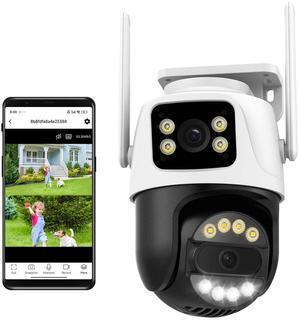 INSEETECH 6MP Dual Lens Outdoor Security Camera Outdoor, 2.4GHz Wireless, PTZ, 355°Pan, 90°Tilt, Human Detection & Auto Tracking, 2-Way Audio, IP66, Night Vision, 24/7 recording