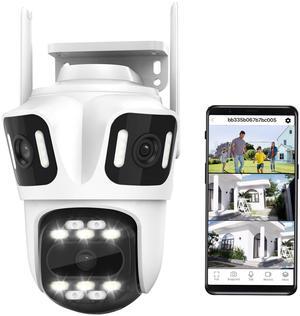 INSEETECH 4K Security Camera Outdoor with Three Lens, 360° Pan/Tilt, 2.4GHz WiFi, AI Motion Detection & Auto Tracking, Wireless/Wired Plug-in, Color Night Vision, 2-Way Audio, IP66 Waterproof