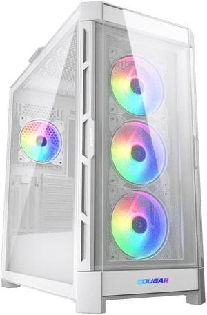 COUGAR DuoFace Pro RGB White ATX Mid Tower Gaming Case, 390mm GPU supported, built-in Front 120mm ARGB Fan x3 & Rear 120mm ARGB Fan x1, with Mesh & Tempered Glass Front Panels