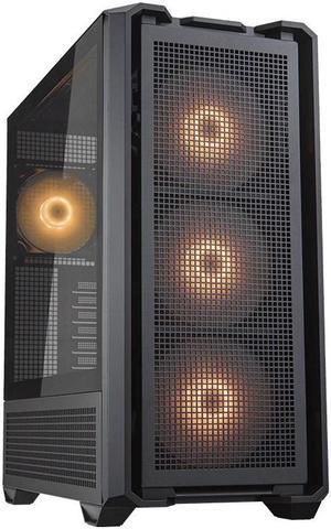 COUGAR MX600 RGB Black Mid Tower Gaming Case, 400mm GPU supported, built-in Front 140mm ARGB Fan x3 & Rear 120mm ARGB Fan x1, E-ATX supported along with 8 Expansion Slots