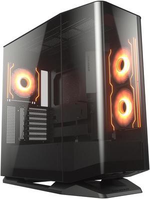 COUGAR FV270 RGB Mid Tower E-ATX Case, Tempered Curved Glass, Reverse Connector Motherboard supported, 420mm GPU Supported, ARGB PWM Fans *4 Pre-installed, (RGB/Black)