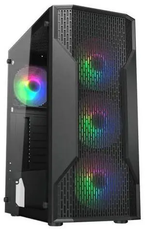 COUGAR MX110 RGB Mid-Tower ATX PC Case  Built for Basics. Ready for More.  4X 120mm RGB  Fans Pre-Installed & 240mm Radiator Support  Max. GPU Length 305mm