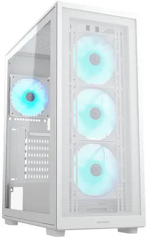 COUGAR MX220 RGB Mid-Tower ATX PC Case  Optimized AIrflow  4X 120mm ARGB  Fans Pre-Installed & 360mm Radiator Support  Max. GPU Length 340mm  PWM Fan Hun Included  USB Type-C Port (White)