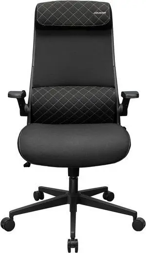 COUGAR Stryder- Ergonomic Chair - Wider Adjustable Headrest - Flip-up Armrest - Imitation Linen Upholstery, Black