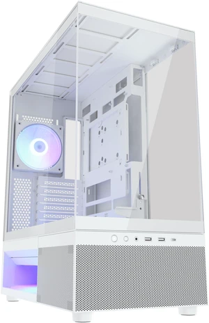 COUGAR CFV220 RGB Mid-Tower Case, Panoramic Triple Glass, 120mm ARGB PWM Fan x3 Preinstalled, 420mm GPU Supported, 360mm AIO Supported, RGB Underglow, Central Ventilation, Reverse Connector MB, White COUGAR CFV220 RGB Mid-Tower Case, Panoramic Triple Glass, 120mm ARGB PWM Fan x3 Preinstalled, 420mm GPU Supported, 360mm AIO Supported, RGB Underglow, Central Ventilation, Reverse Connector MB, White
