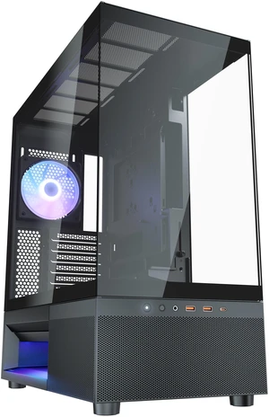 COUGAR CFV220 RGB Mid-Tower Case, Panoramic Triple Glass, 120mm ARGB PWM Fan x3 Preinstalled, 420mm GPU Supported, 360mm AIO Supported, RGB Underglow, Central Ventilation, Reverse Connector MB, Black COUGAR CFV220 RGB Mid-Tower Case, Panoramic Triple Glass, 120mm ARGB PWM Fan x3 Preinstalled, 420mm GPU Supported, 360mm AIO Supported, RGB Underglow, Central Ventilation, Reverse Connector MB, Black