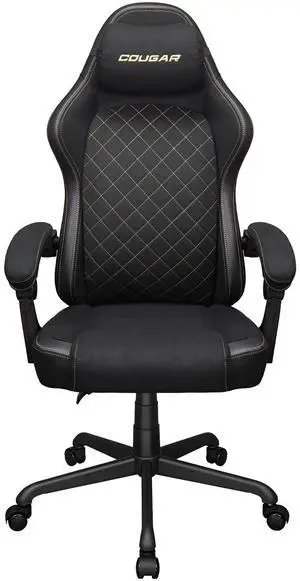 COUGAR Fusion EX Gold F Chair - Suede-like Fabric with Integrated Lumbar Support, Head Pillow Included, Linkage Armrests Sync with Backrest, Mute Wheels COUGAR Fusion EX Gold F Chair - Suede-like Fabric with Integrated Lumbar Support, Head Pillow Included, Linkage Armrests Sync with Backrest, Mute Wheels
