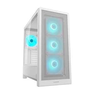 COUGAR MX230 RGB Mid-Tower Case, 120mm ARGB Fan x4 Preinstalled, 400mm Graphic Card Supported, 360mm Water Cooling Supported, All-metal Front Mesh Panel, White COUGAR MX230 RGB Mid-Tower Case, 120mm ARGB Fan x4 Preinstalled, 400mm Graphic Card Supported, 360mm Water Cooling Supported, All-metal Front Mesh Panel, White