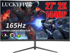 LUCKYFIVE 27 Inch 2560 x 1440 2K 165Hz Curved Gaming Monitor with Built-in Speakers, Tilt Adjustment, Support HDMI And DisplayPort, VESA Mountable