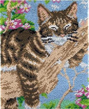 Rug Making Latch Hooking Kit | Sleeping Cat (52x38cm printed canvas)