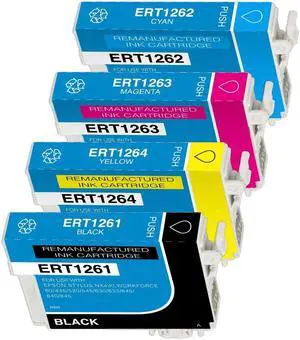 4 Pack High-Yield Black Cyan Magenta Yellow Ink Cartridge For Epson 126 1261 - 1264 Compatible with Epson WorkForce WF 3520 3540 7010 7510 60 435 545 630 633 635 645 840 845 Stylus NX430 330