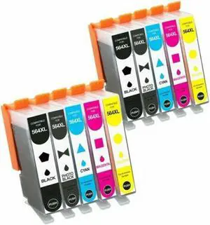 10 Pack High-Yield Black Photo-Black Cyan Magenta Yellow Ink Cartridge For HP 564XL Compatible with HP OfficeJet 4620 4622 DeskJet 3520 3521 3522 3525 3526 PhotoSmart 5510 5511 5512 5514 5515 Series