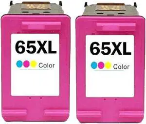 2 Pack High-Yield Tri-Color Ink Cartridges For HP 65XL 65 Compatible For Use With HP DeskJet 2620 2621 2622 2624 2630 2632 2633 2652 2655 3720 3721 Evry 5010 5020 5030 5032 5034 5052 5055 5070 More