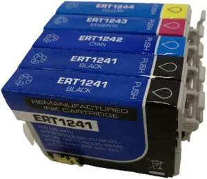 5 Pack Black Cyan Magenta Yellow Ink Cartridge For Epson 124 1241 - 1244 Compatible with Epson Stylus NX125 127 130 230 330 420 430 WorkForce 320 323 325 435
