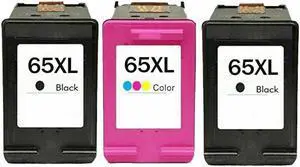 3 Pack High-Yield Black Tri-Color Ink Cartridges For HP 65XL 65 Compatible For Use With HP DeskJet 2620 2621 2622 2624 2630 2632 2633 2652 2655 3720 3721 Evry 5010 5020 5030 5032 5034 5052 5055 More 3 Pack High-Yield Black Tri-Color Ink Cartridges For HP 65XL 65 Compatible For Use With HP DeskJet 2620 2621 2622 2624 2630 2632 2633 2652 2655 3720 3721 Evry 5010 5020 5030 5032 5034 5052 5055 More