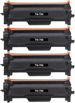 4 Pack New High-Yield Compatible Toner Cartridge For Brother TN760 Brother MFC-L2690DW L2710DN L2710DW L2712D L2713DW L2715DW L2717DW L2730DW L2750DW L2750DW XL DCP-L2510D L2512D L2530DW More