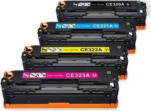 4 Pack Black Cyan Magenta Yellow Toner Cartridge For HP 128A CE320A - CE323A Compatible with HP Color Laserjet Pro CP1525n  CP1525nw CM1415fn CM1415fnw MFP