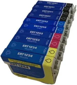 10 Pack Black Cyan Magenta Yellow Ink Cartridge For Epson 125 1251 - 1254 Compatible with Epson Stylus NX125 127 130 230 420 530 625 WorkForce 320 323 325 520
