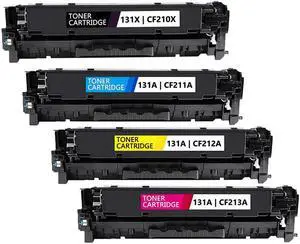 4 Pack Black Cyan Magenta Yellow Toner Cartridge For HP 131X CF210X / 131A CF211A CF212A CF213A Compatible with HP LaserJet Pro 200 color M251n M251nw MFP M276n MFP M276nw imageClass MF8280Cw