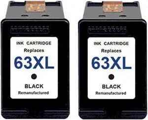 2 Pack High-Yield Black Ink Cartridges For HP F6U64AN 63XL Compatible Compatible With HP DeskJet 3830 3831 3832 3833 3834 4650 4652 Envy 4510 4511 4512 4513 4516 DeskJet 1110 1111 1112 2130 More