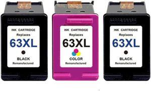 3 Pack High-Yield Black Tri-Color Ink Cartridges For HP F6U64AN F6U63AN 63XL Compatible For Use With HP DeskJet 3830 3831 3832 3833 3834 4650 4652 Envy 4510 4511 4512 DeskJet 1110 1111 1112 2130 More