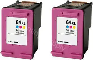 2-Pack High Yield Tri-Color Ink Cartridge For HP 64XL Compatible with HP ENVY Inspire 7955e 7958e ENVY Photo 6220 6222 6230 6232 6252 6255 6258 7134 7155 7158 7164 7830 7855 7858 7864 Tango & Tango X