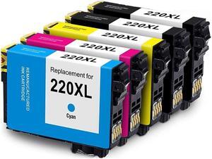 5 Pack High-Yield Black Cyan Magenta Yellow Ink Cartridge For Epson 220XL Compatible with Epson Expression XP-320 420 424 WorkForce WF 2630 2650 2660 2750 2760