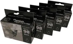 5 Pack High-Yield Black Ink Cartridge For Epson 98 & 99 T0981 Compatible with Epson Artisan 700 710 725 730 800 810 835 837
