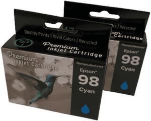2 Pack High-Yield Cyan Ink Cartridge For Epson 98 & 99 T0982 Compatible with Epson Artisan 700 710 725 730 800 810 835 837