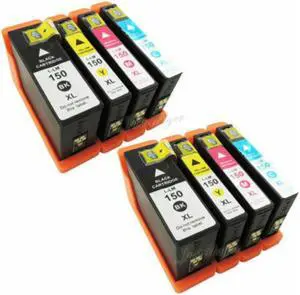 8 Pack High-Yield Black Cyan Magenta Yellow Ink Cartridge For Lexmark 150XL Compatible with Lexmark Pro715 Pro915 S315 S415 S515
