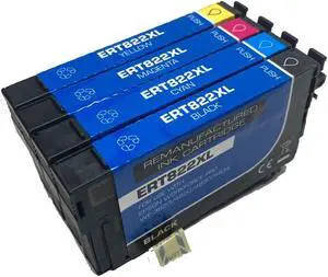 4 Pack High-Yield Black Cyan Magenta Yellow Ink Cartridge With Chip Show Ink Level For Epson 822 822XL Compatible with Epson WorkForce Pro WF-3820 4820 4830 4834