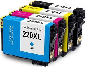 4 Pack High-Yield Black Cyan Magenta Yellow Ink Cartridge For Epson 220XL Compatible with Epson Expression XP-320 420 424 WorkForce WF 2630 2650 2660 2750 2760
