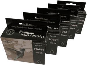 5 Pack Black Ink Cartridge For Epson T0481 Compatible with Epson Stylus Photo R200 R220 R300 R300M R320 R340 RX500 RX600 RX620