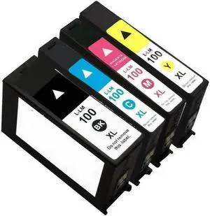 4 Pack High-Yield Black Cyan Magenta Yellow Ink Cartridge For Lexmark 100XL Compatible with Lexmark Pro205 705 805 901 905 Impact S301 S305 S405 S505 S605 Genesis S816 S815